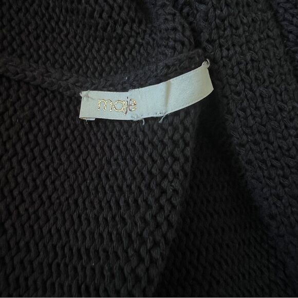 MAJE Black Knit Cardigan with Leather Sleeves Size S - Picture 7 of 8